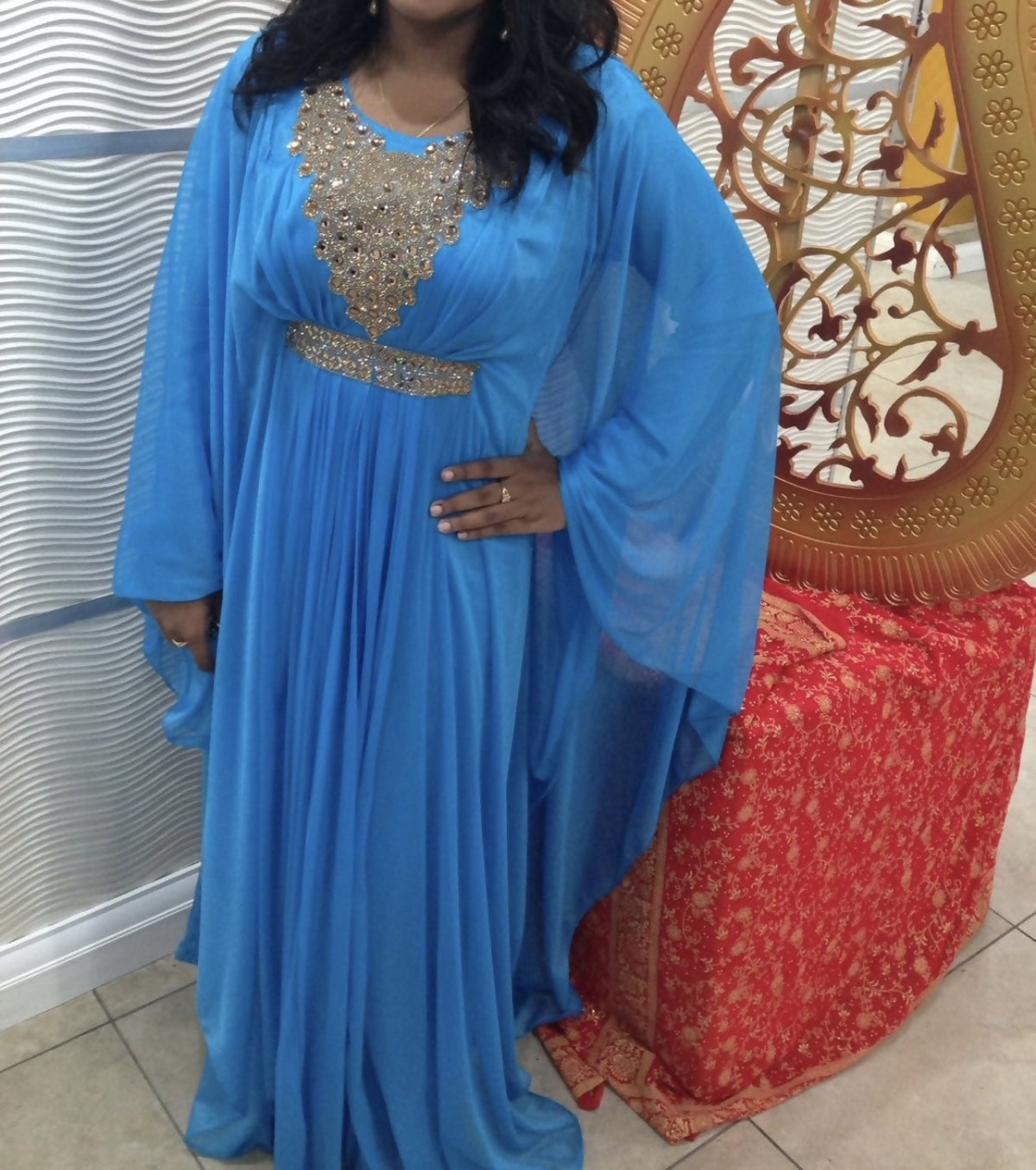 Light Blue Net Kaftan