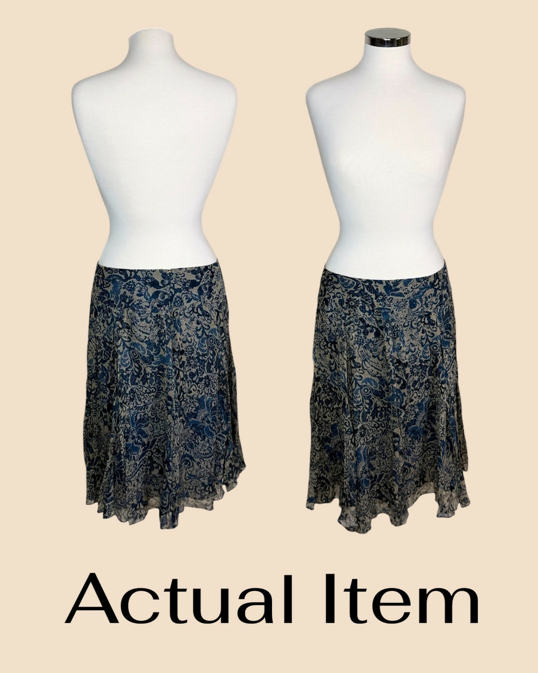 Charter Club Blue Paisley Silk A-Line Skirt