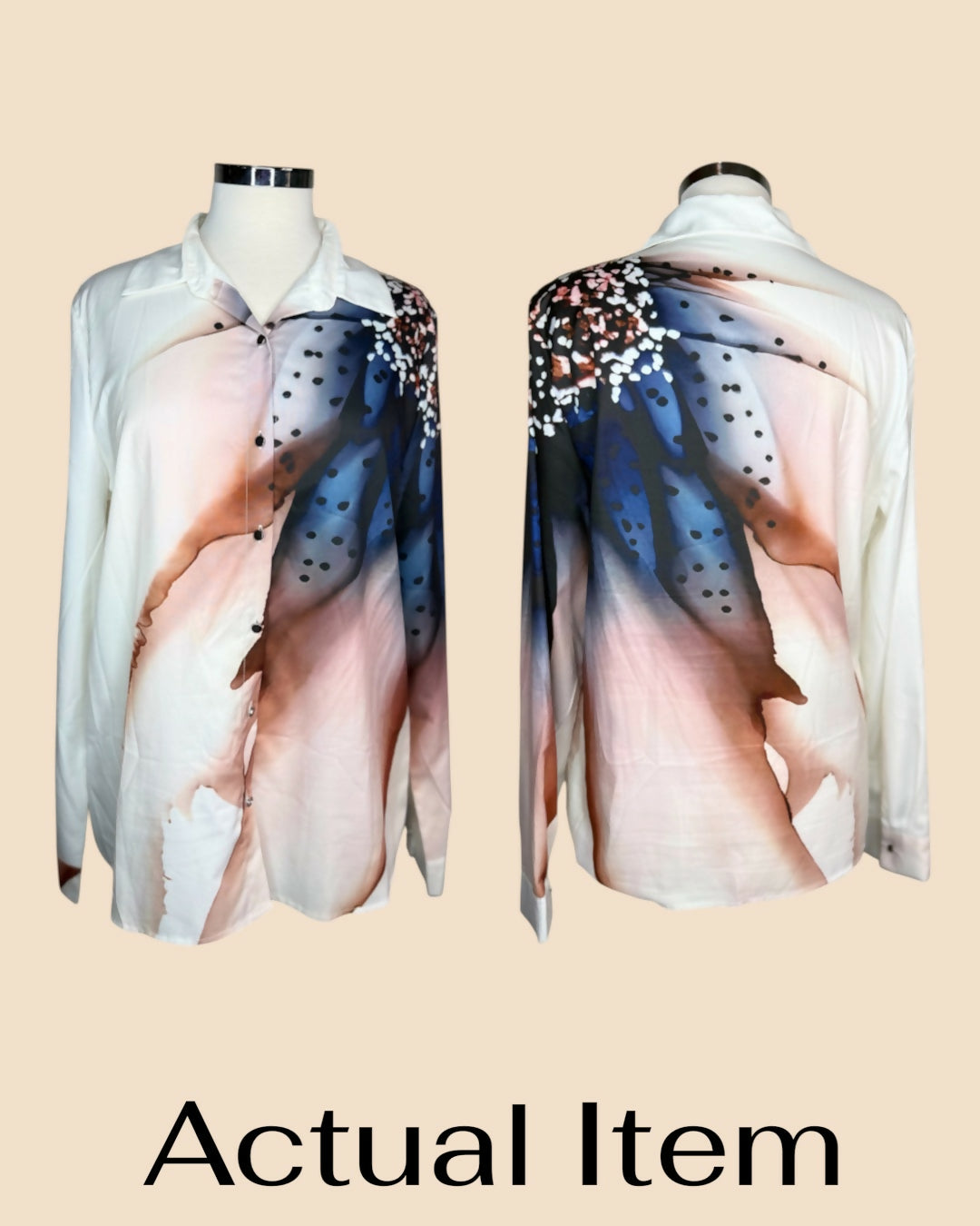 SHEIN Clasi Printed Long Sleeve Casual Blouse