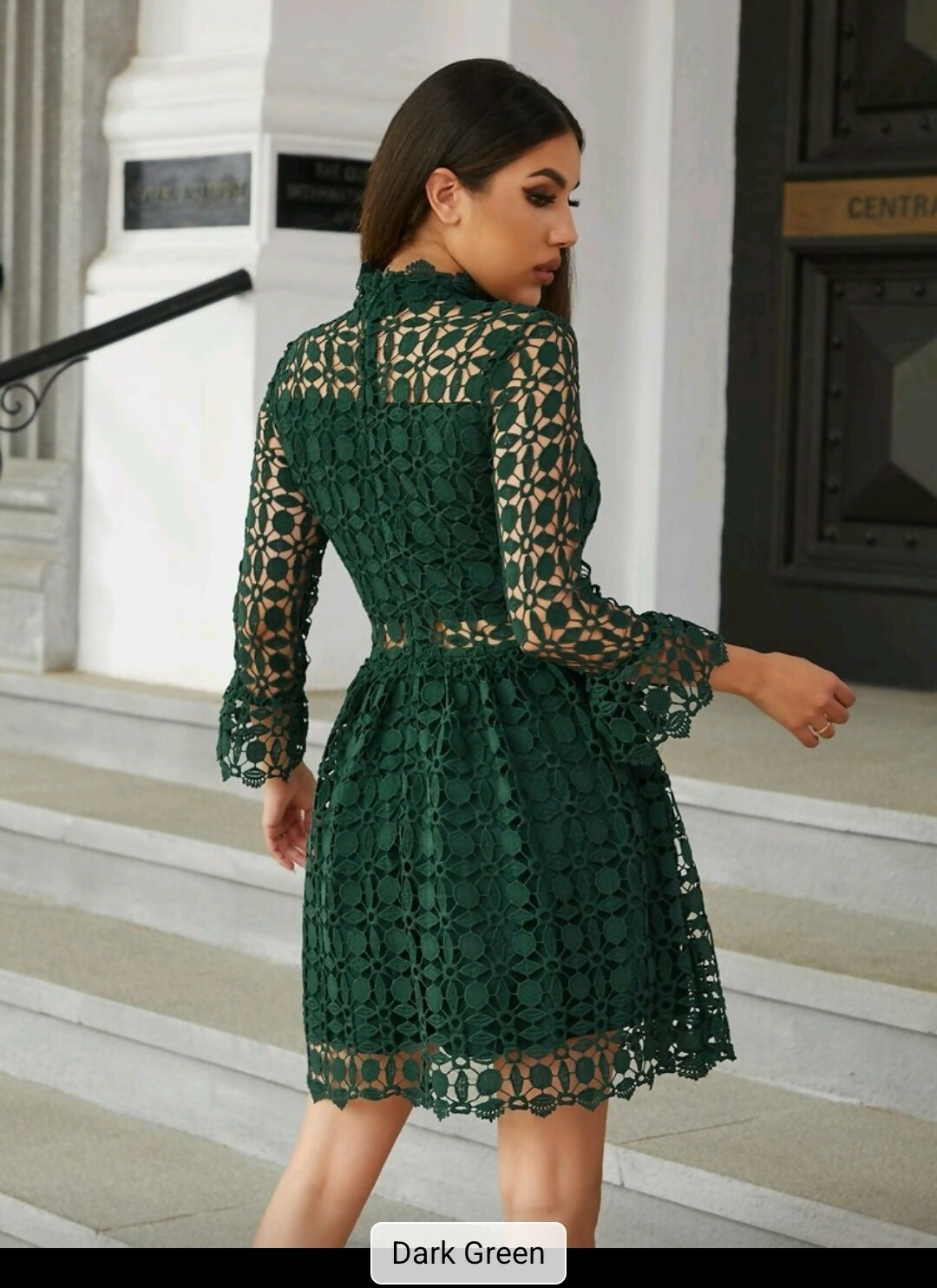 Dark green floral dress