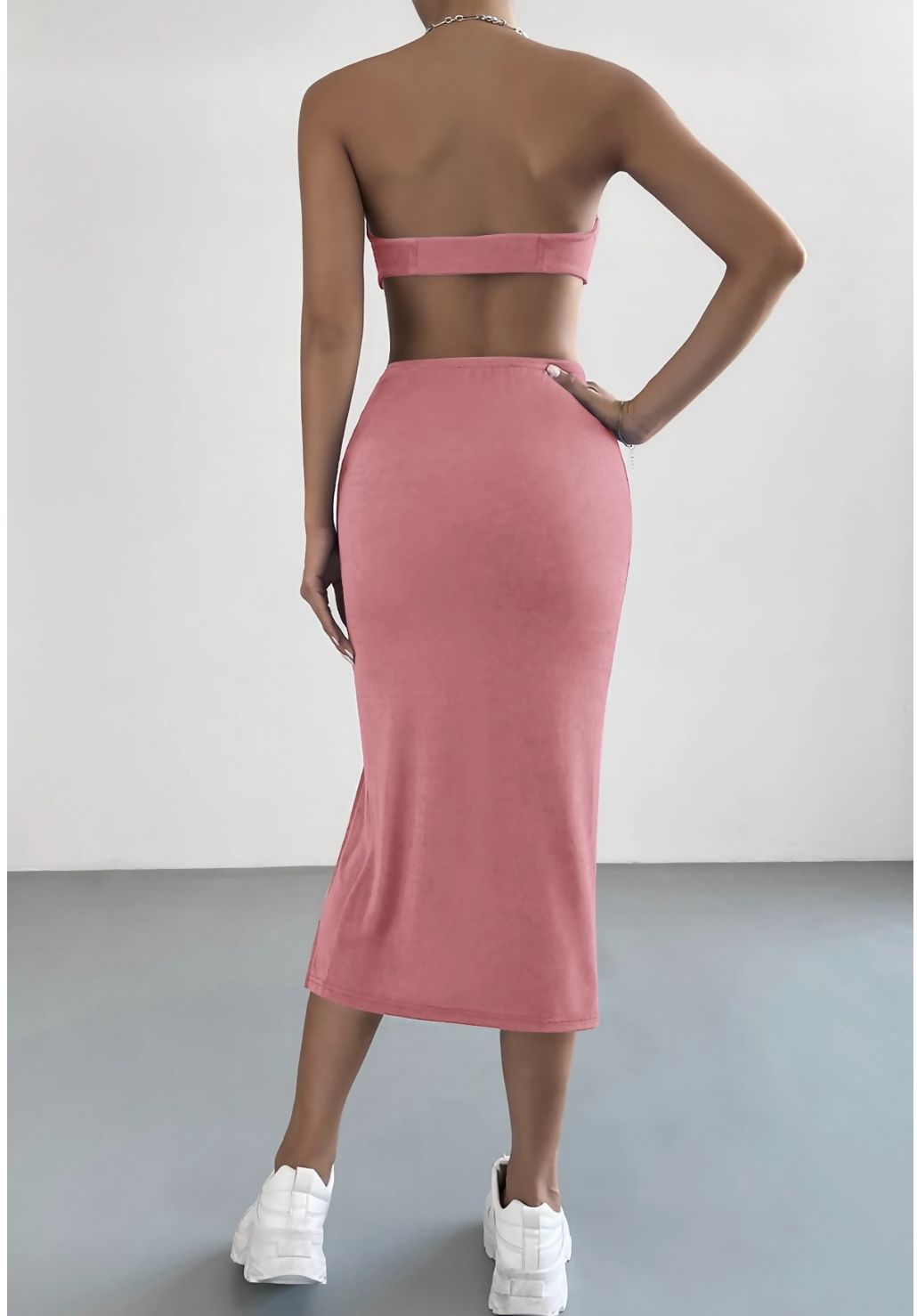 Twist Front Split Thigh Skirt