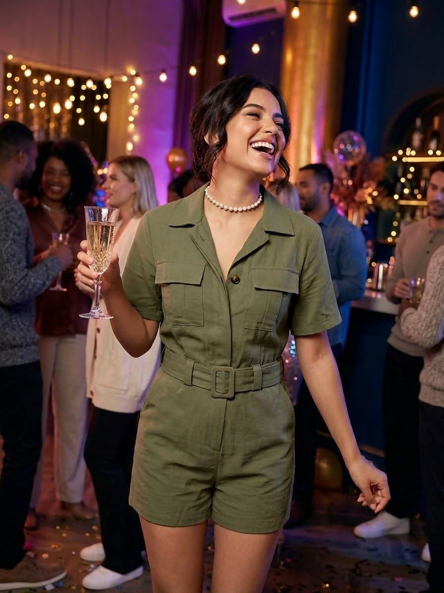 Army / Olive Green Romper