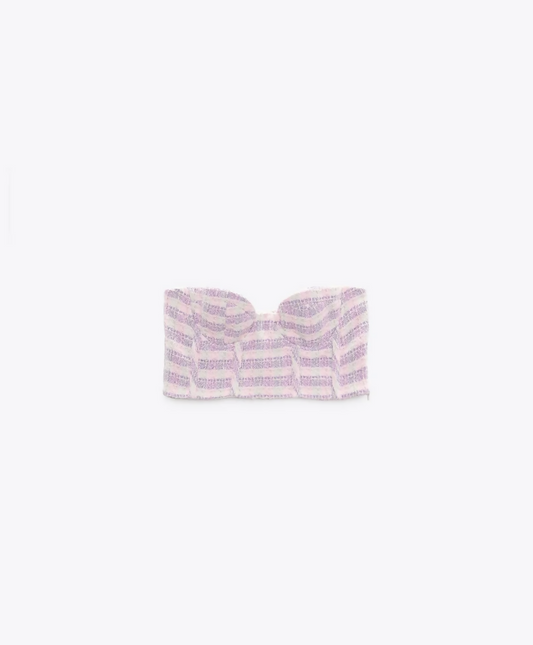 ZARA TEXTURED CORSET TOP AND GINGHAM CHECK MINI SKIRT