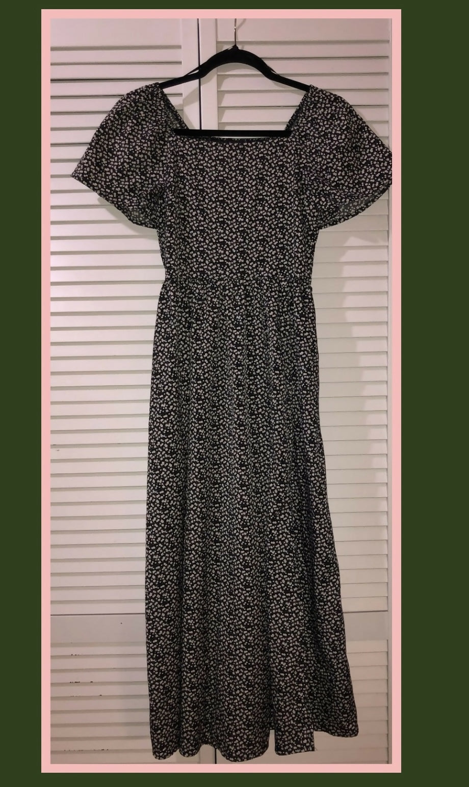 Black and white midi floral dress