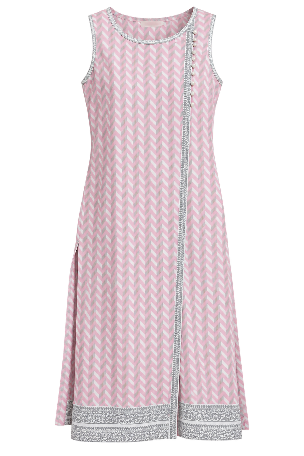 Pink, White & Grey Shalwar Top