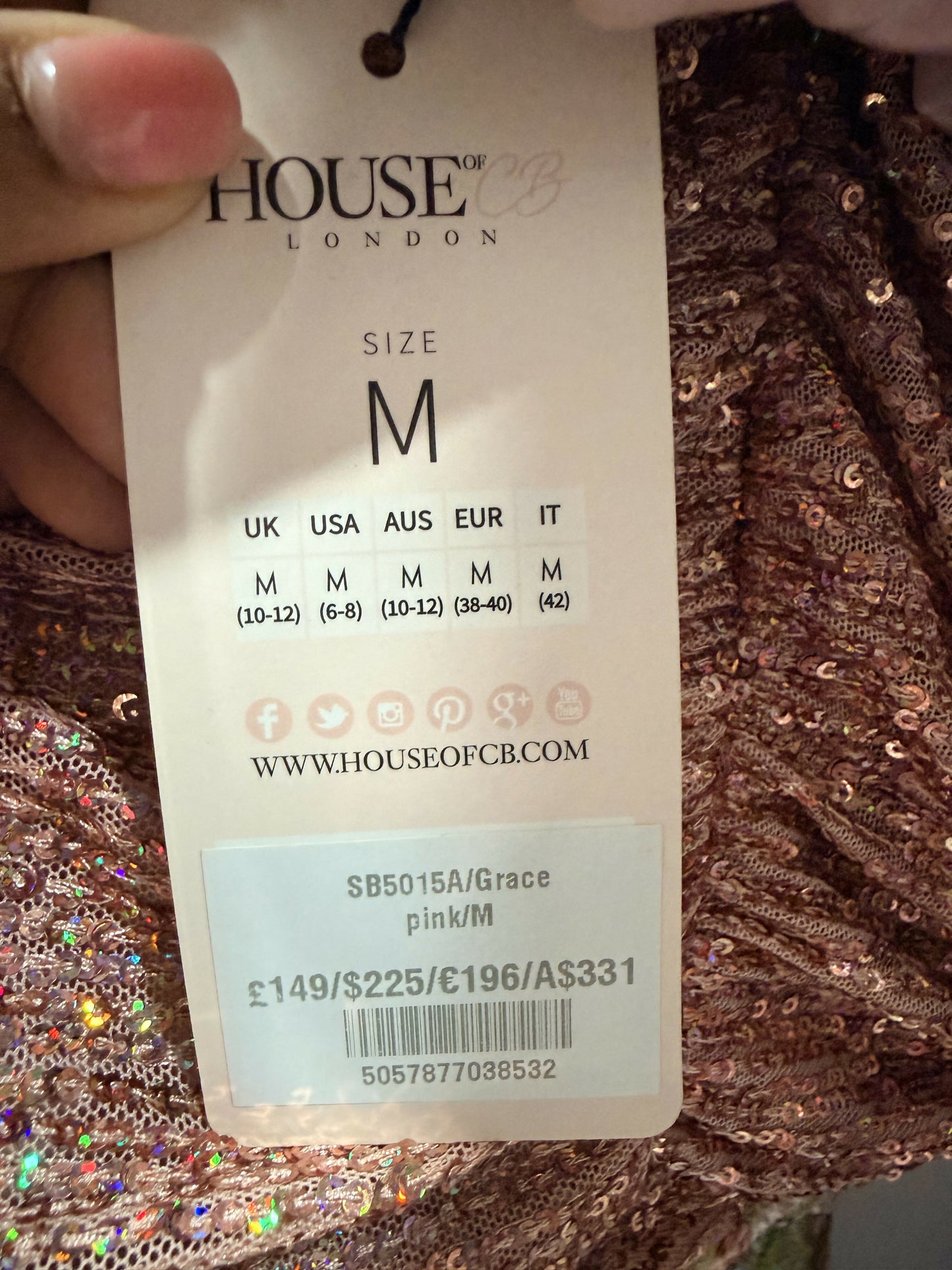 Brand New Rose Gold Sequinned Strapless Dress
