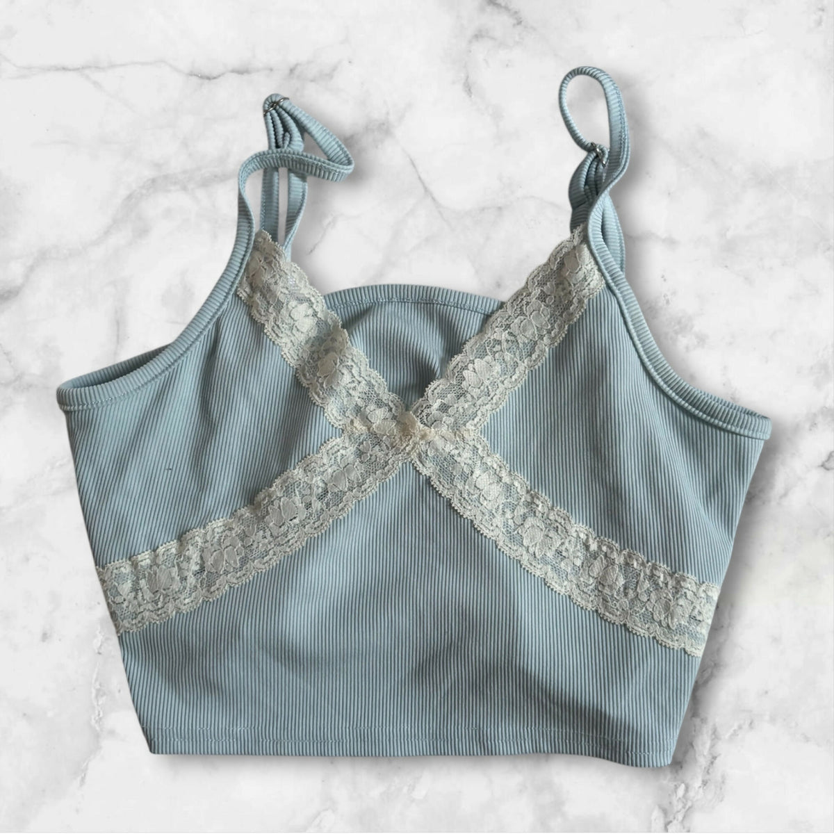 Lace Trim Rib-knit Cami Top