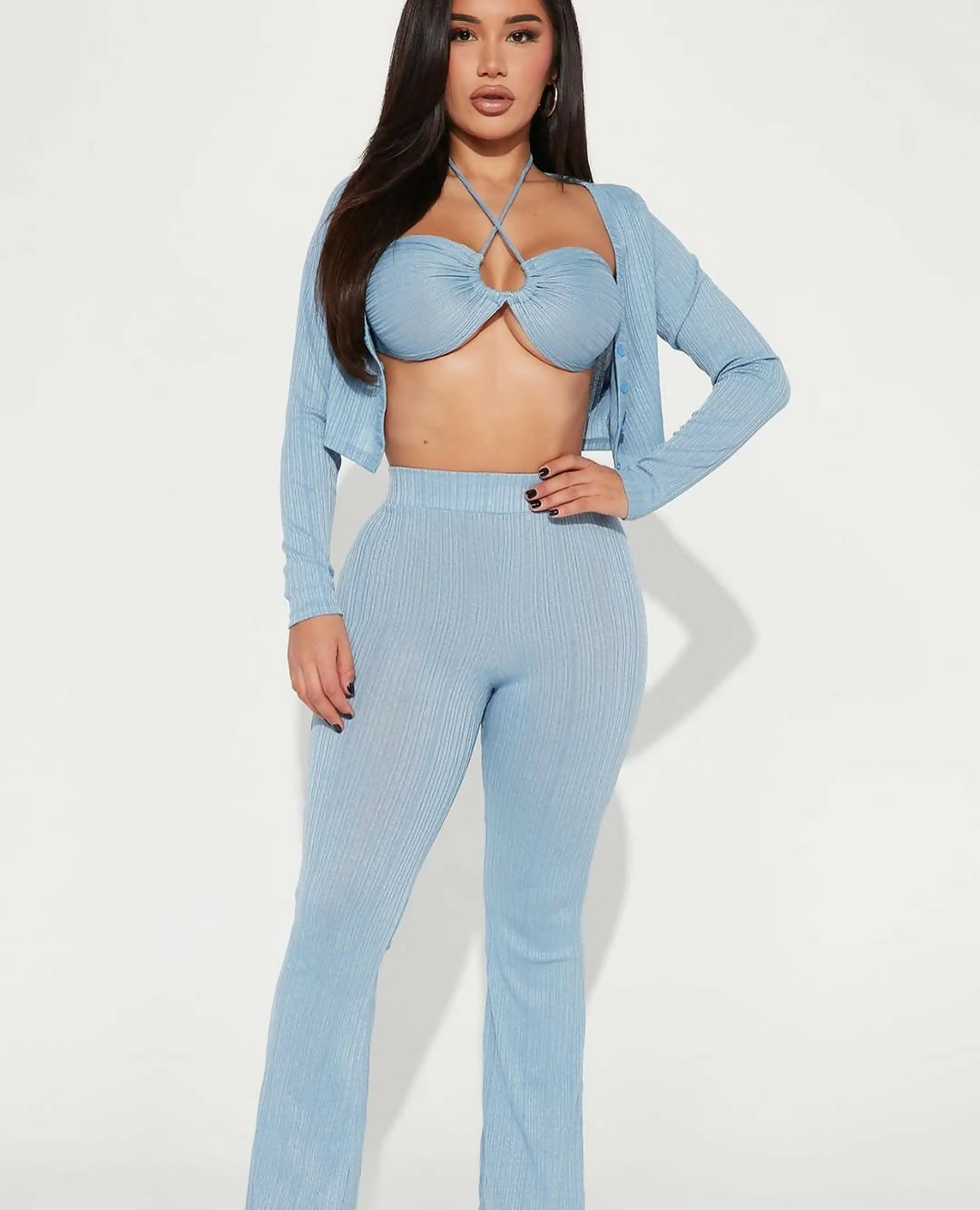 Fashion Nova Blue Three Piece Matching Set