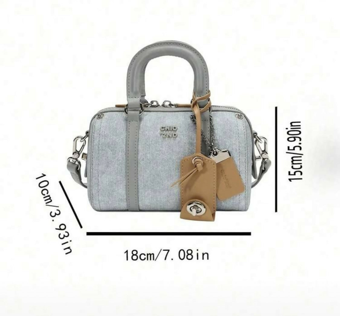Denim pillow shaped bag