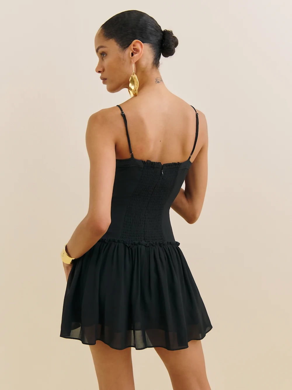 Reformation Citrus Black Mini Dress
