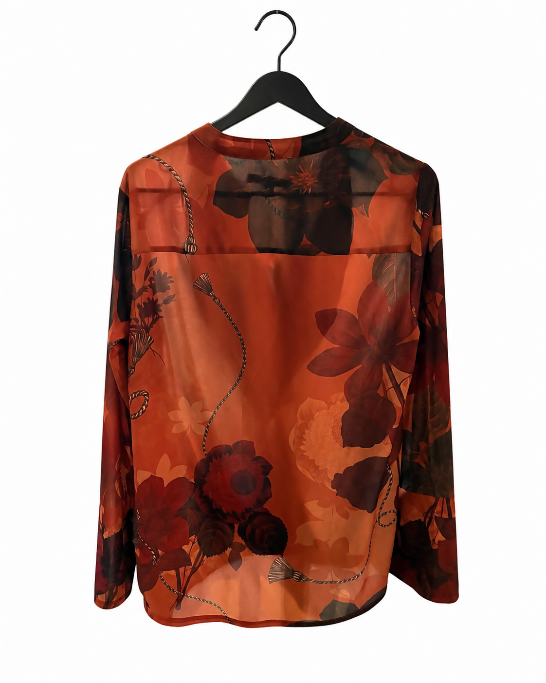 Next Petite Rust Floral Wrap-Effect Blouse | UK 12P | Long Sleeve