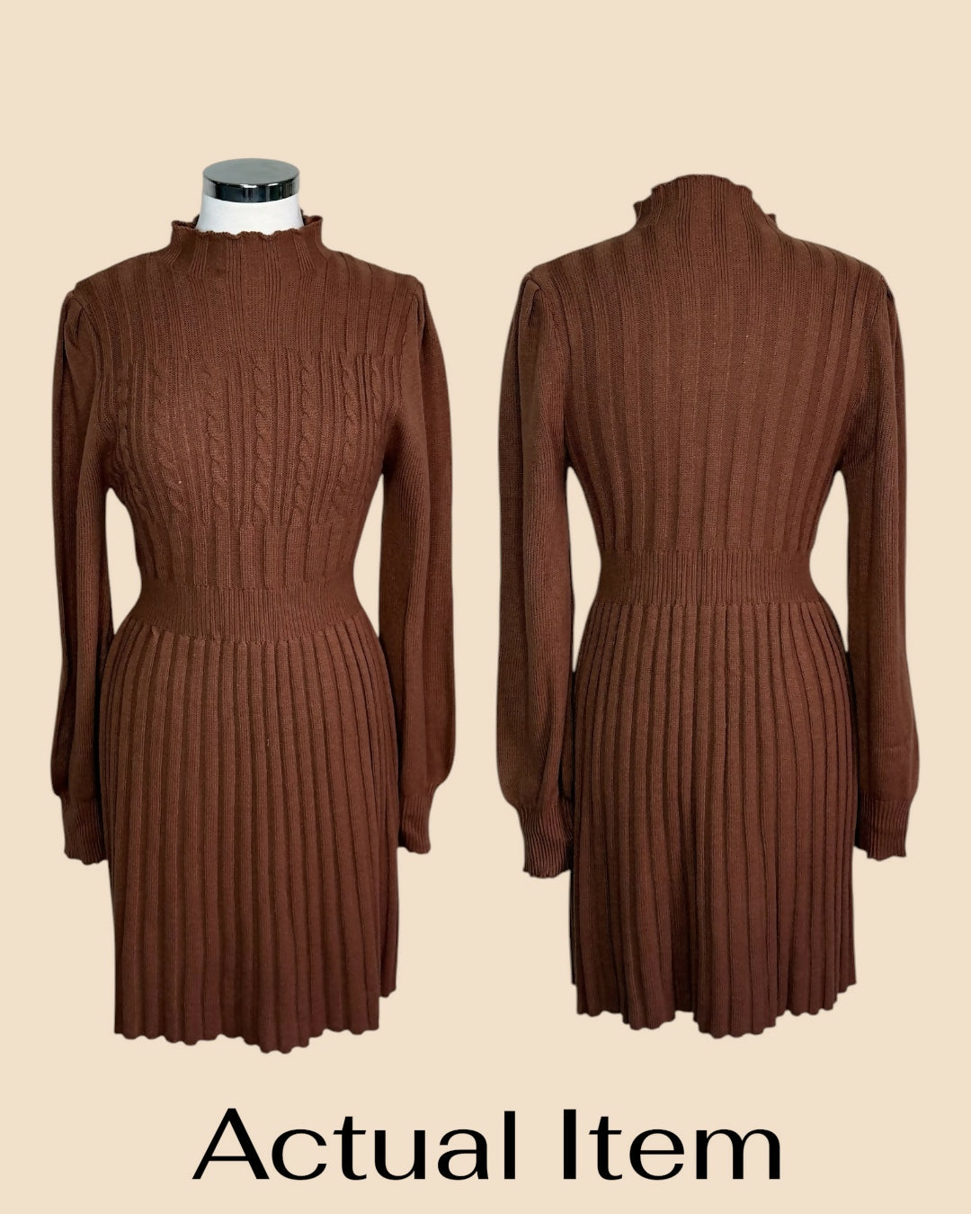 SHEIN Mock Neck Cable Knit Sweater Dress