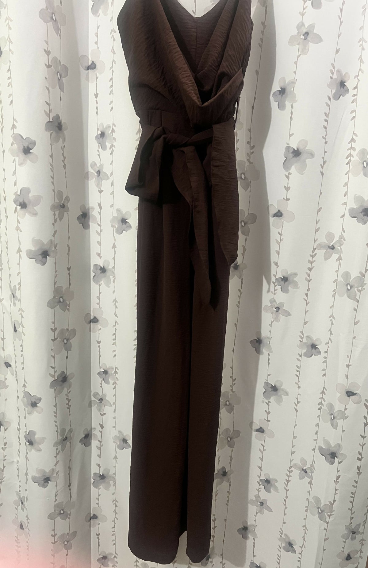 Chocolate Brown Tie-Waist Jumpsuit