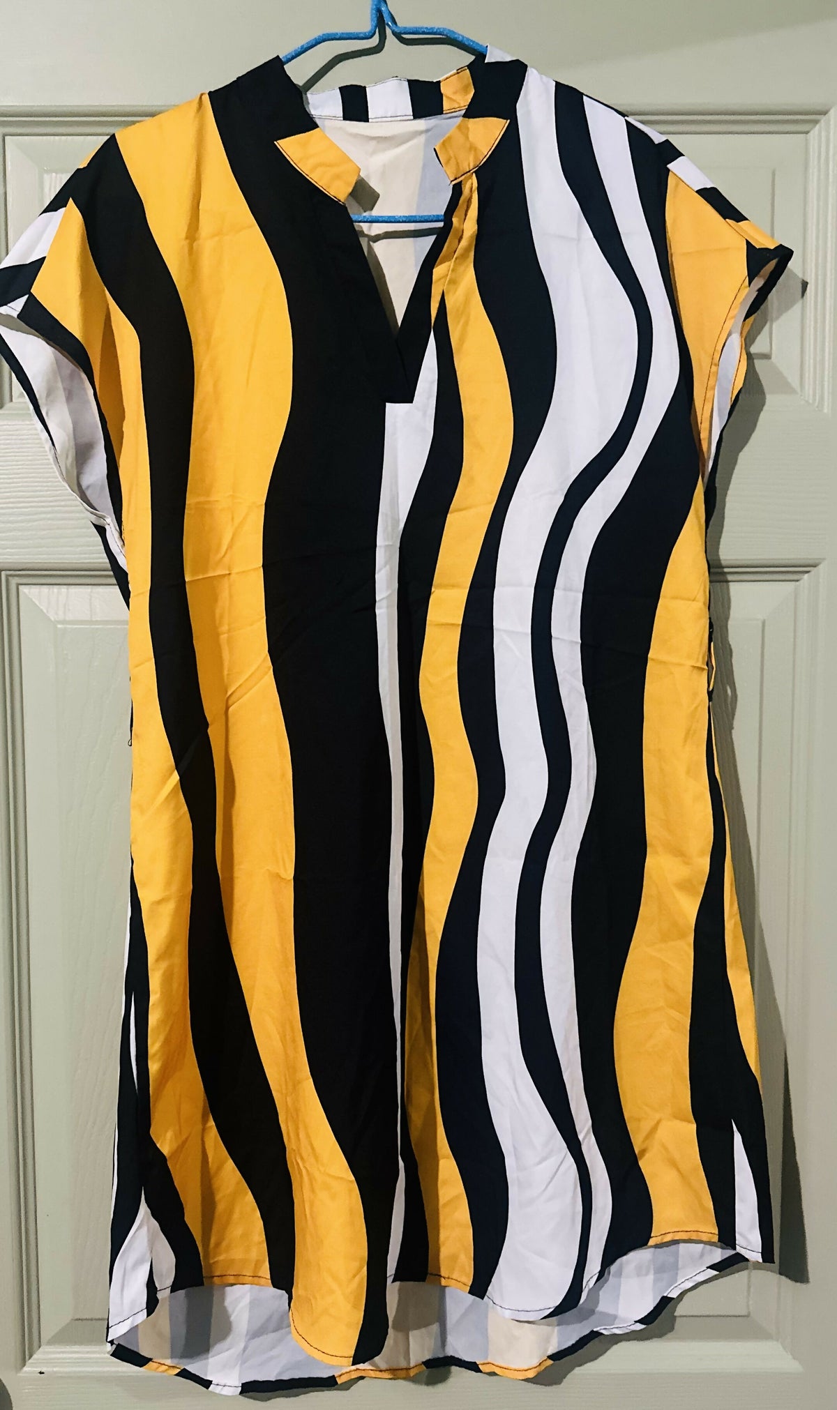 Shein Lune Notched Neck Color-block Dress