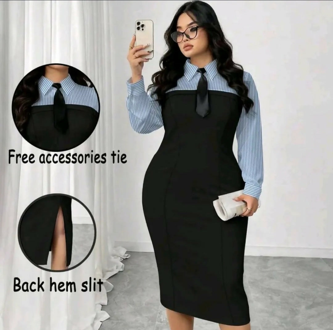 New Elenzya Plus-Size Elegant Black And White dress