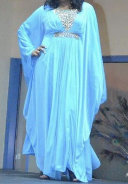 Light Blue Net Kaftan