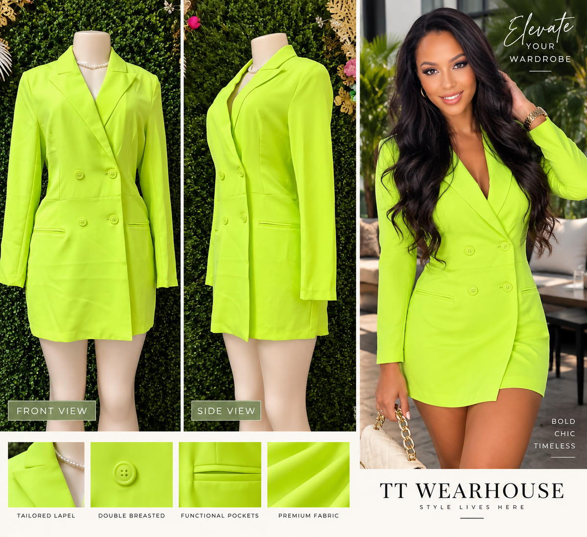 Lime Green Blazer Romper