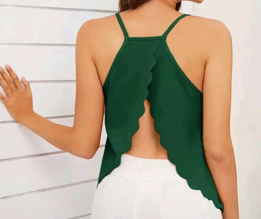 Green thin strap butterfly top