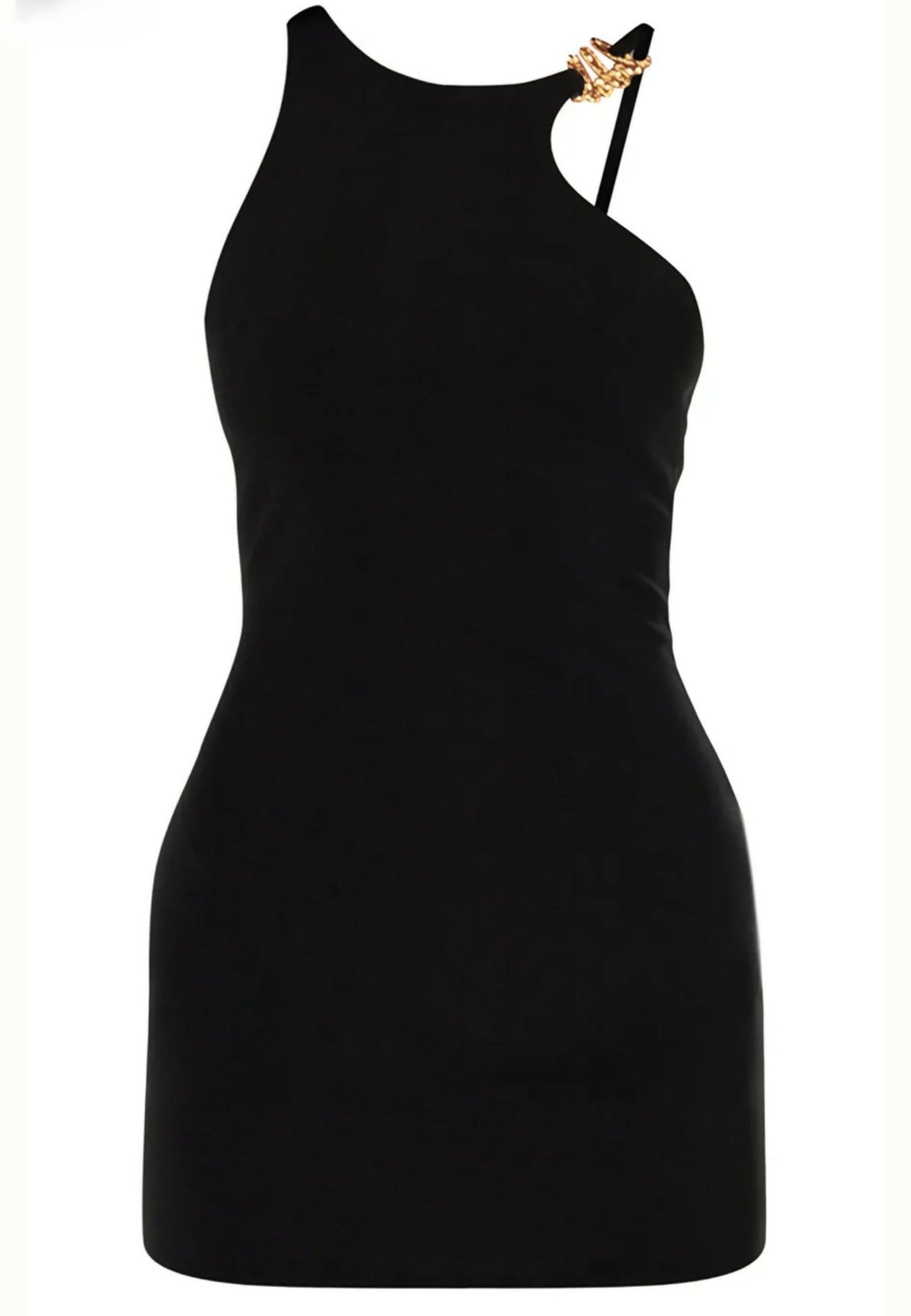 Pretty Little Thing Label Double Layer Bandage Mesh Asymmetrical Bodycon Dress