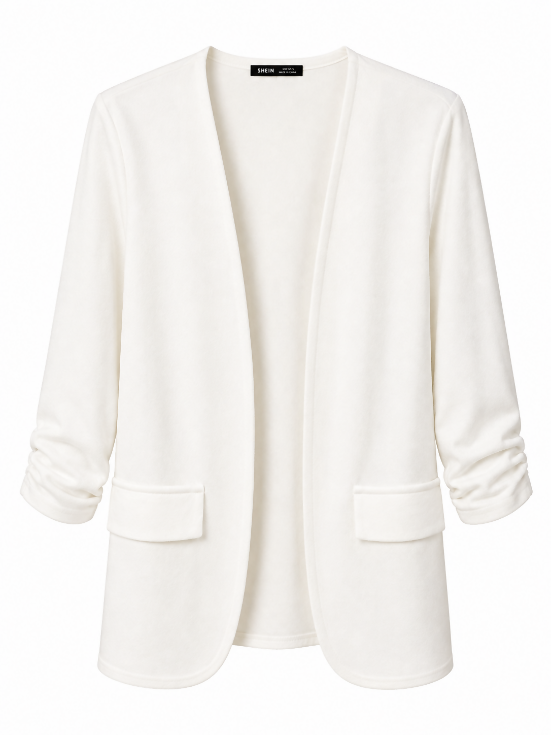 Shein White Blazer with ruched sleeves