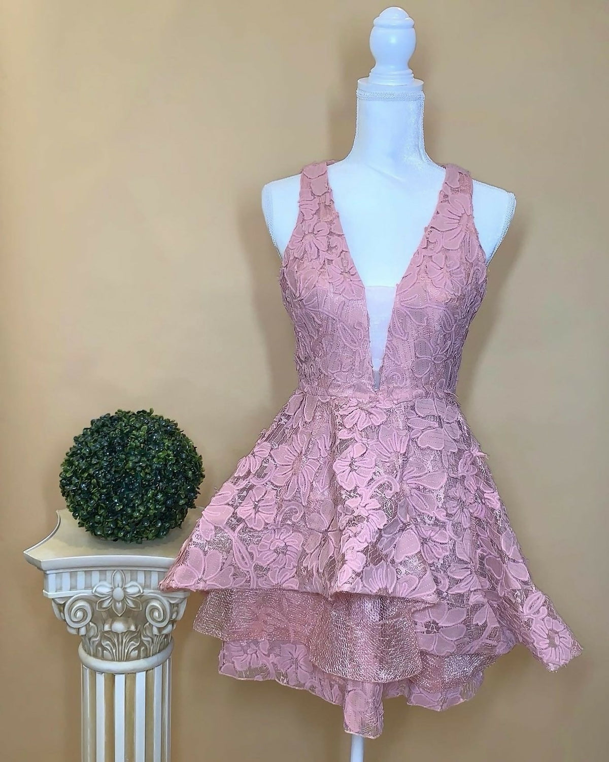 (NEW) Floral Lace Appliqué Dress