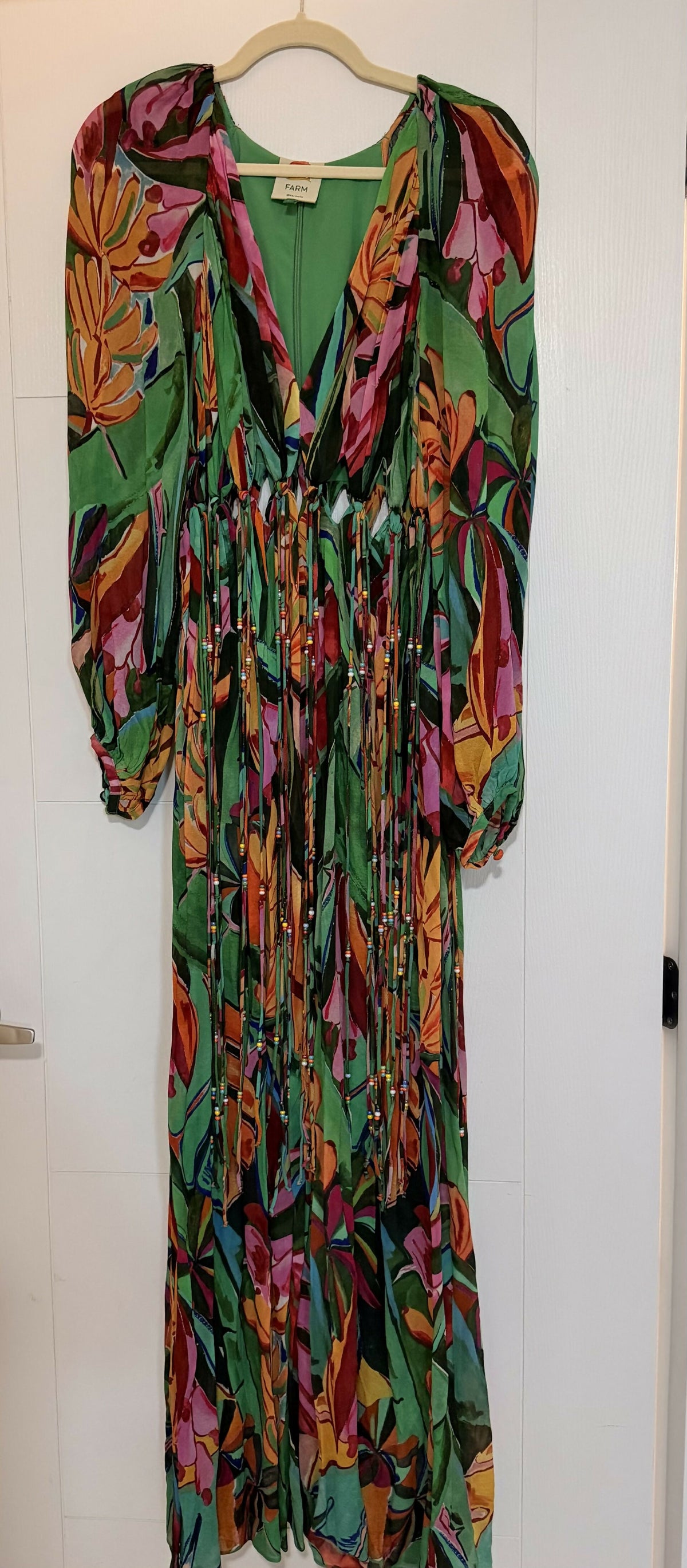 Farm Rio Banana Foliage V Neckline Maxi