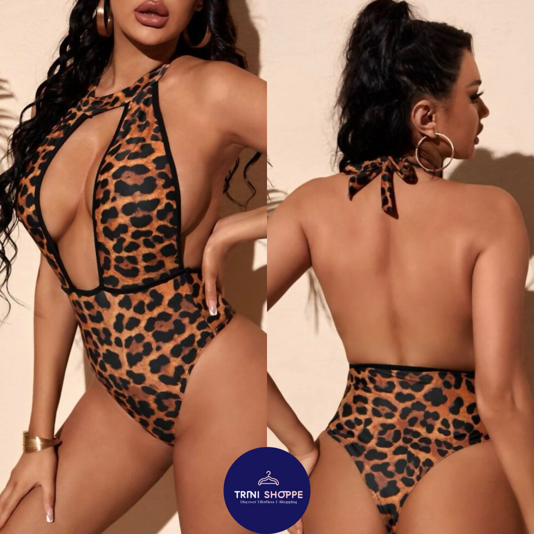 Brown/Black Patterned Monokini