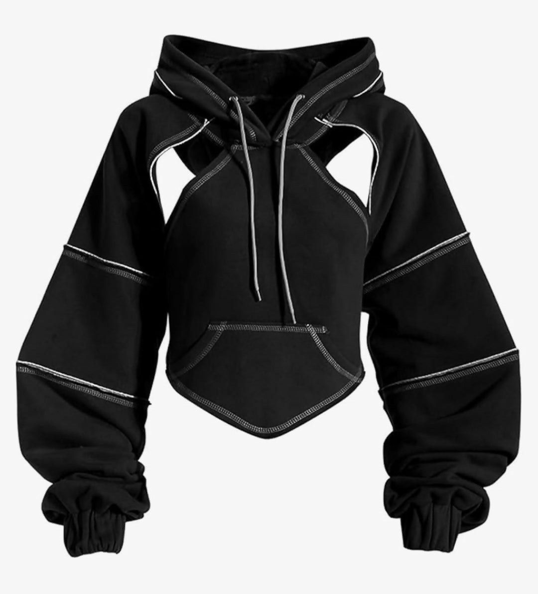Crop Pullover Cutout Backless Bandage Hoodie