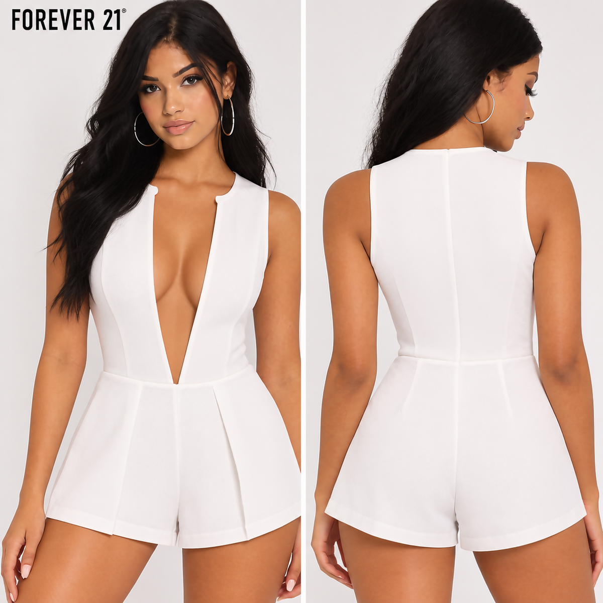 Forever 21 White sleeveless romper
