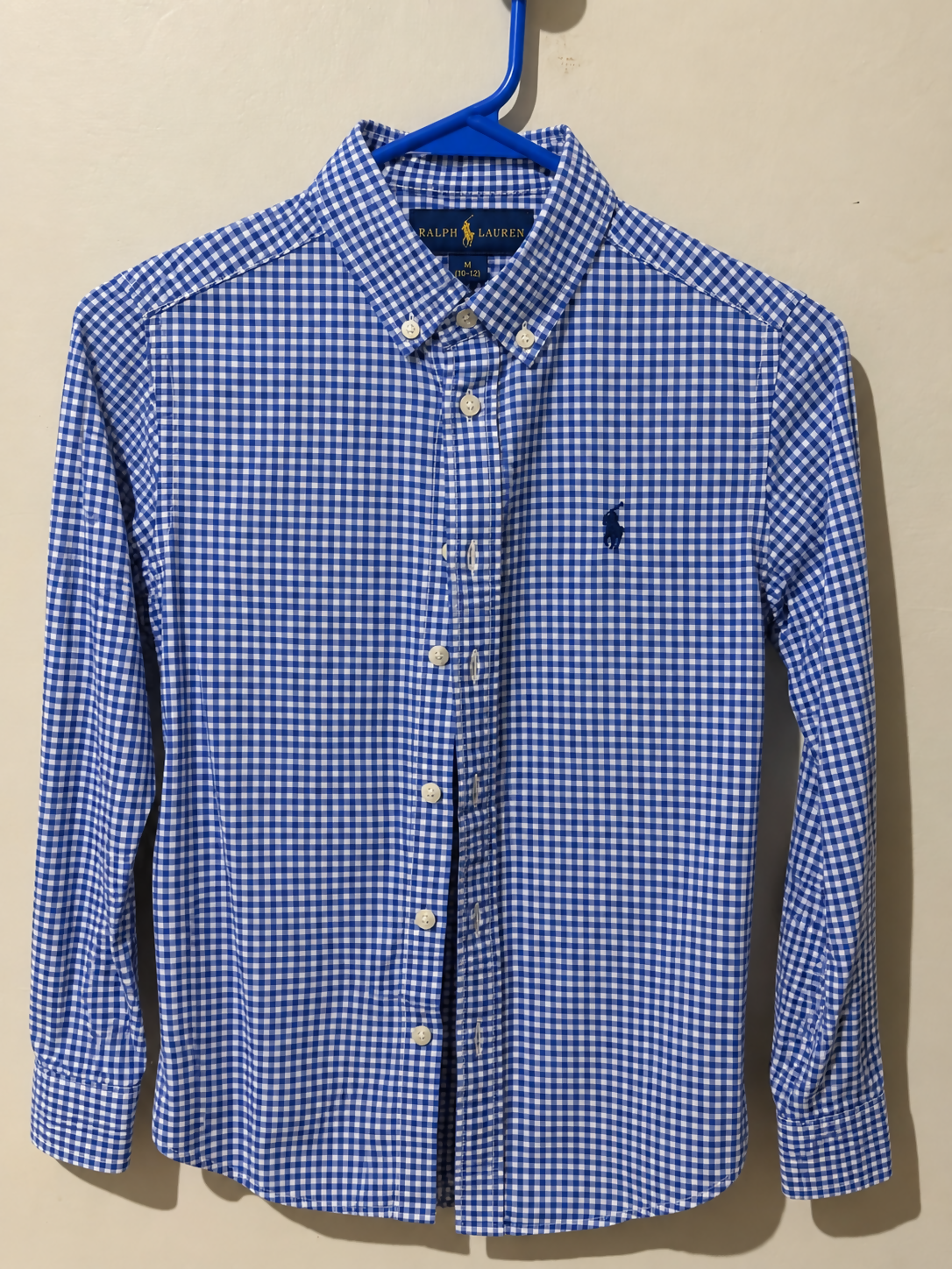 Polo Ralph Lauren Boys’ Gingham Button-Down Shirt – Size M (10–12)
