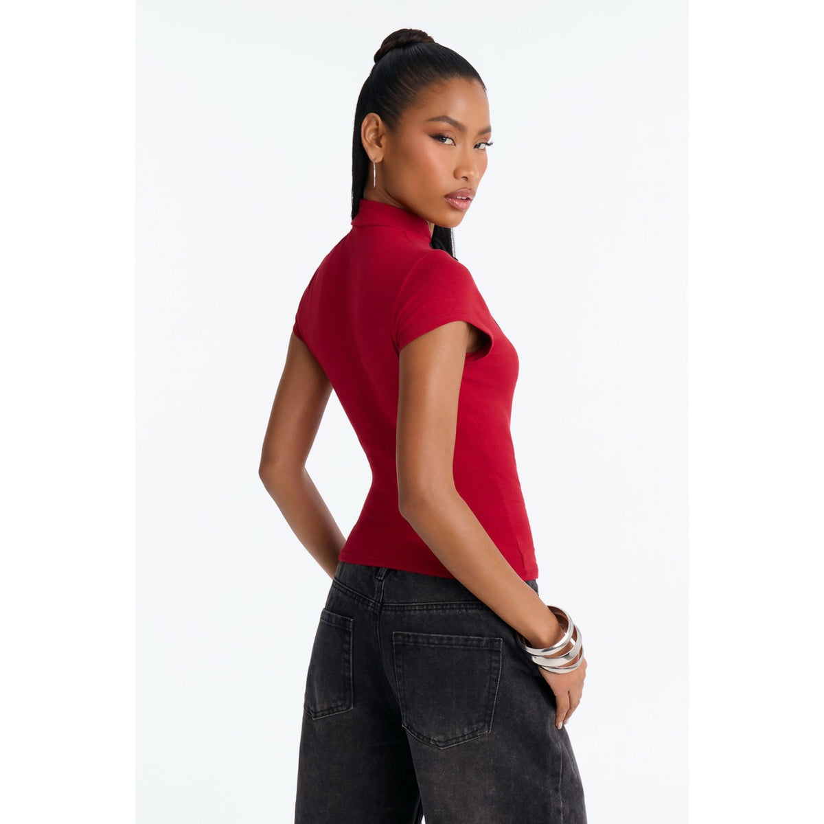 Red Tie Front Top