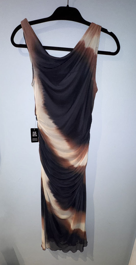 Earth toned mesh midi dress