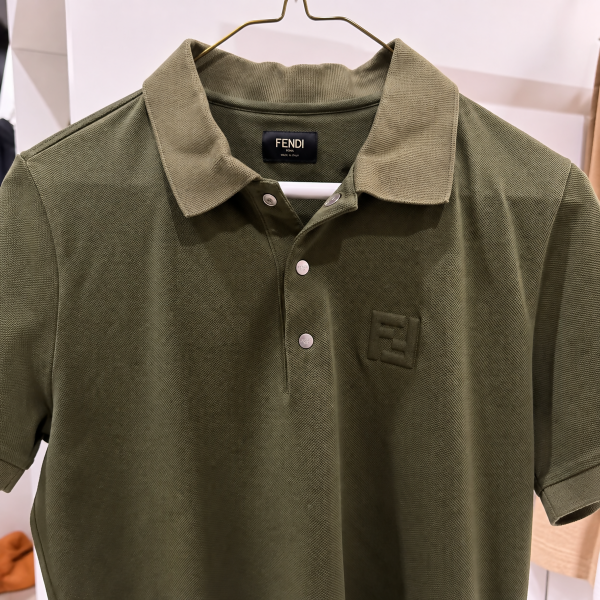 Fendi Embossed FF-Logo Polo Shirt in Olive Green