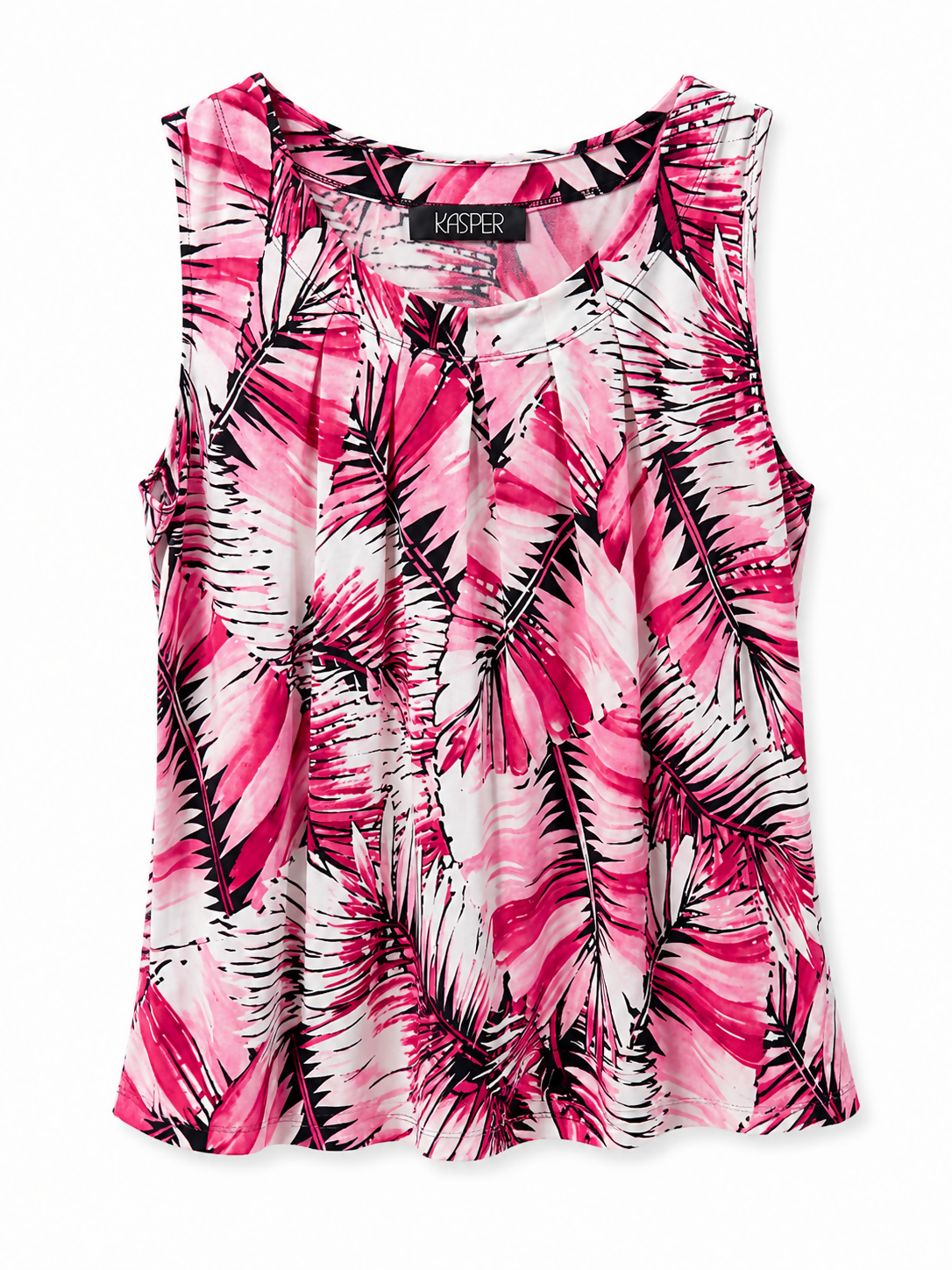 Kasper Palm Pink Print Top