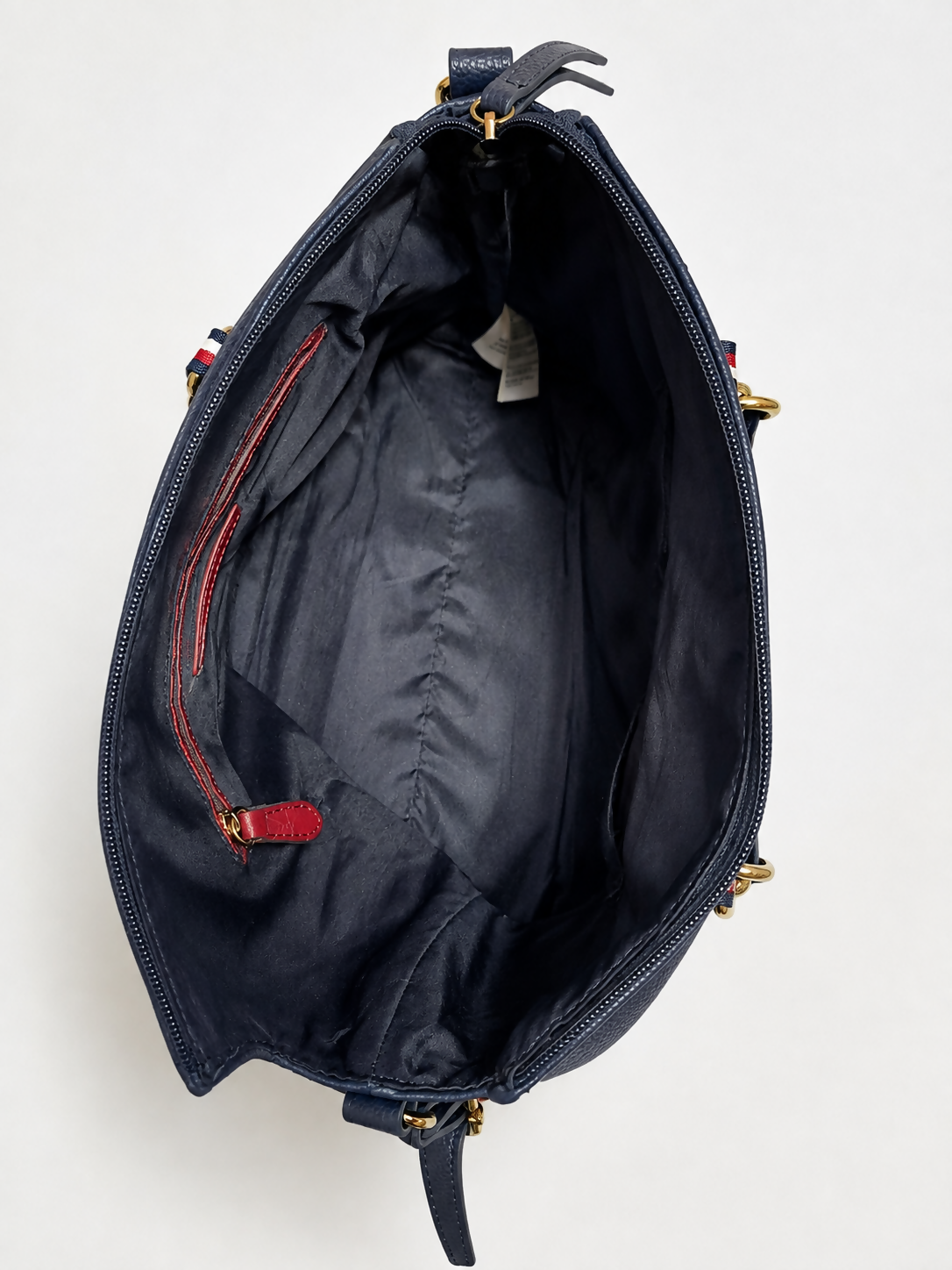 Tommy Hilfiger Tote Bag – Navy with Gold Hardware & Crossbody Strap.