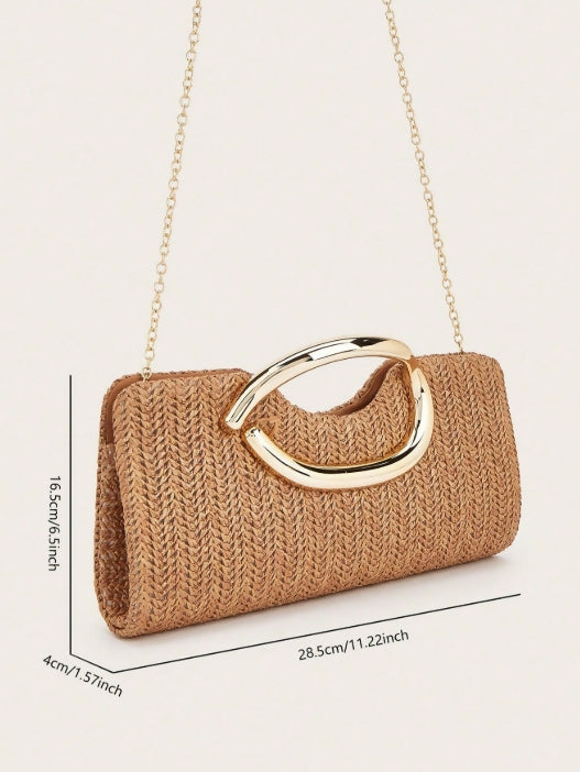 Women's Clutch Bag Straw Woven Versatile Women's Crossbody Bag Casual Minimalist Vacation Essential