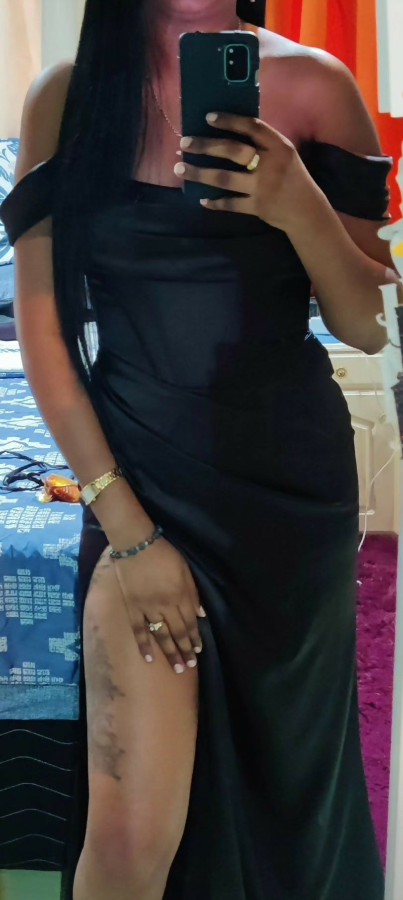 LaDavine Black Satin Corset dress