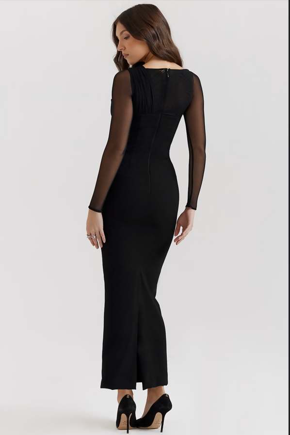 HOUSE OF CB ZAHRA BLACK PLUNGE MAXI DRESS