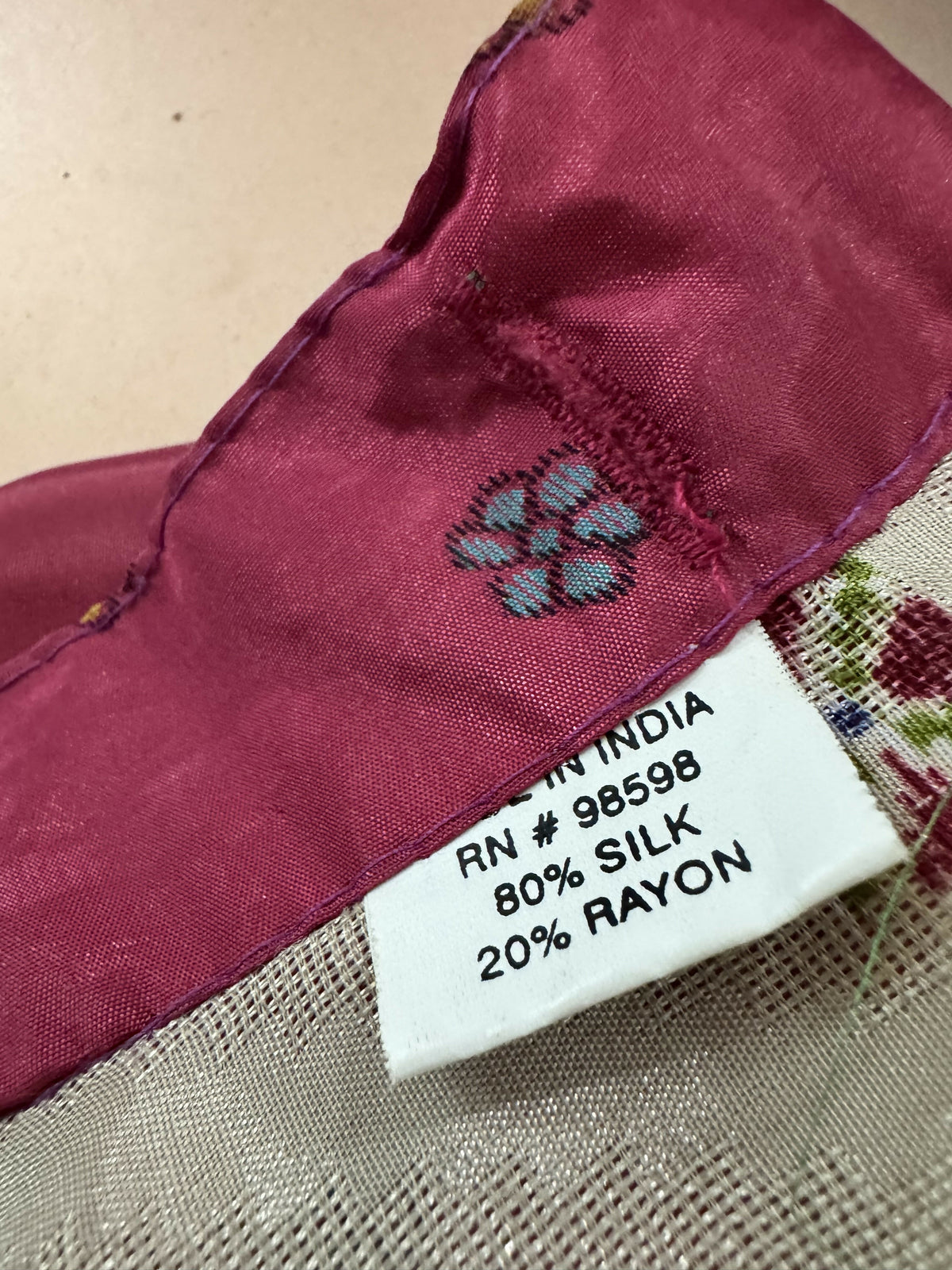 Kariza Silk Blend Multiway Wrap Dress, Burgundy, pink & Cream Sari Print