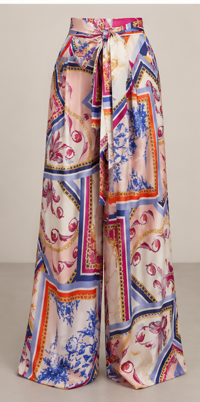 Multicolour Scarf Print Palazzo Pants