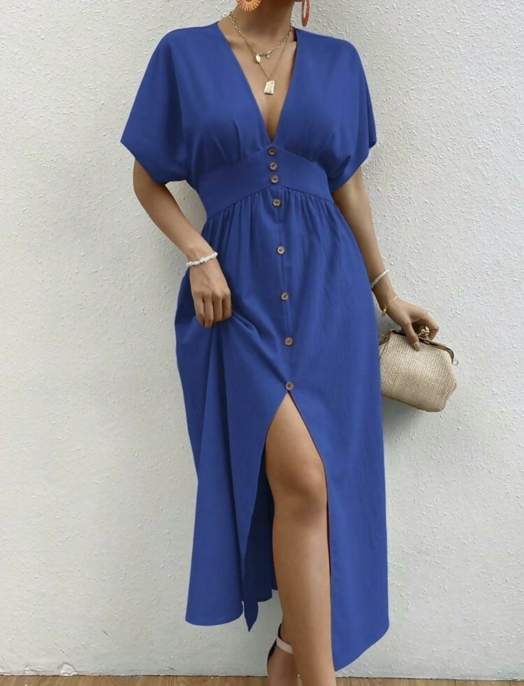 Royal Blue Midi / Long Dress With Slit