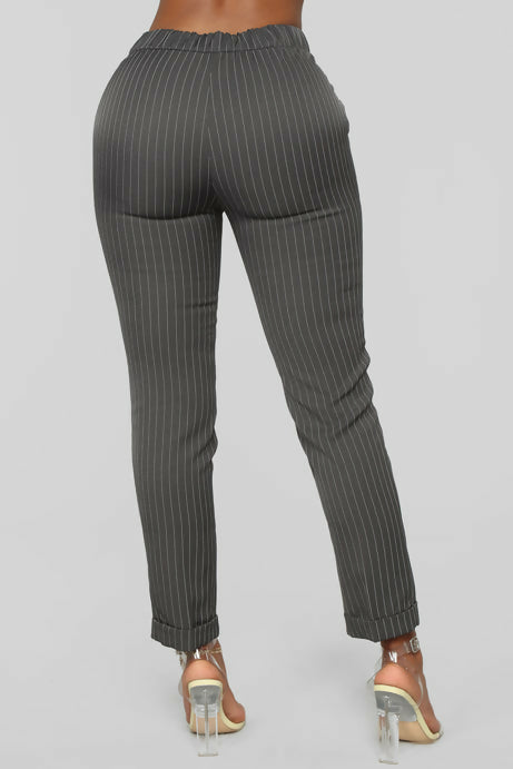 Fashionnova Pinstriped Grey Trousers