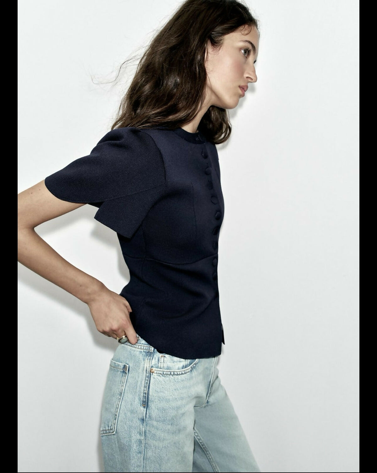 ZARA PUFF SLEEVE CARDAGIN WITH SLITS