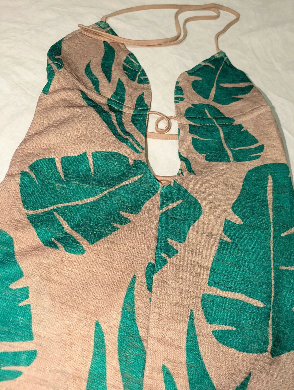 Shein Leaf Print Halter Jumpsuit