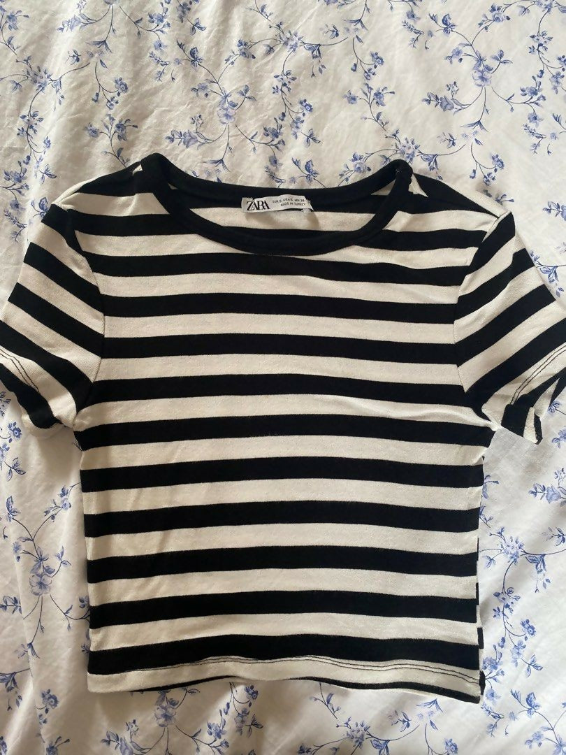 Zara black and white cropped top
