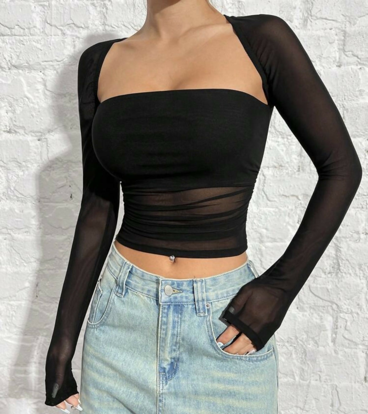Mesh Sleeve Top