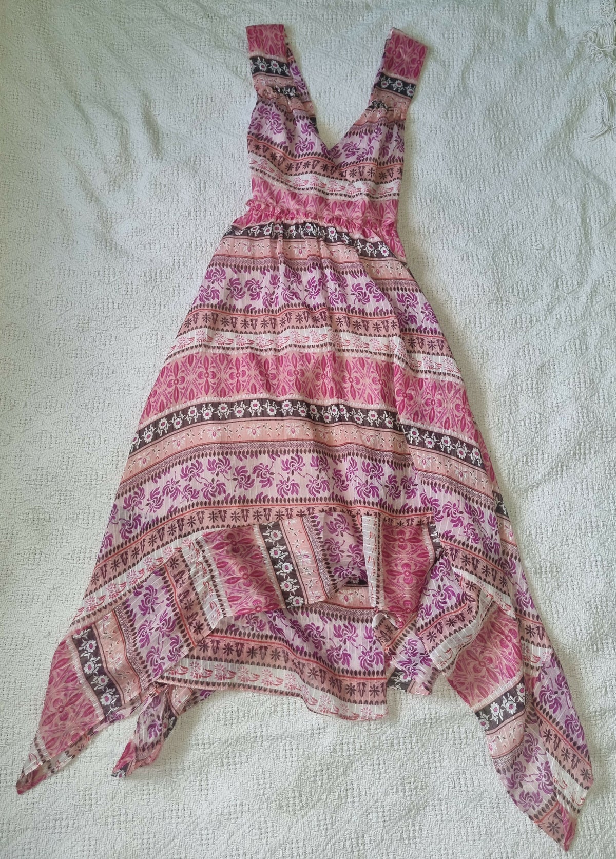 Pink Floral Handkerchief Hem Dress