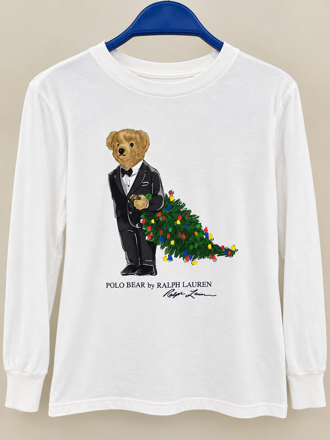 Polo Ralph Lauren Boys’ Polo Bear Long-Sleeve Tee – Size M (10–12)