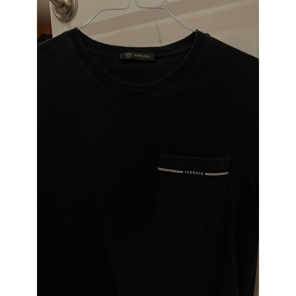Versace Black Greca Chest Pocket T-Shirt