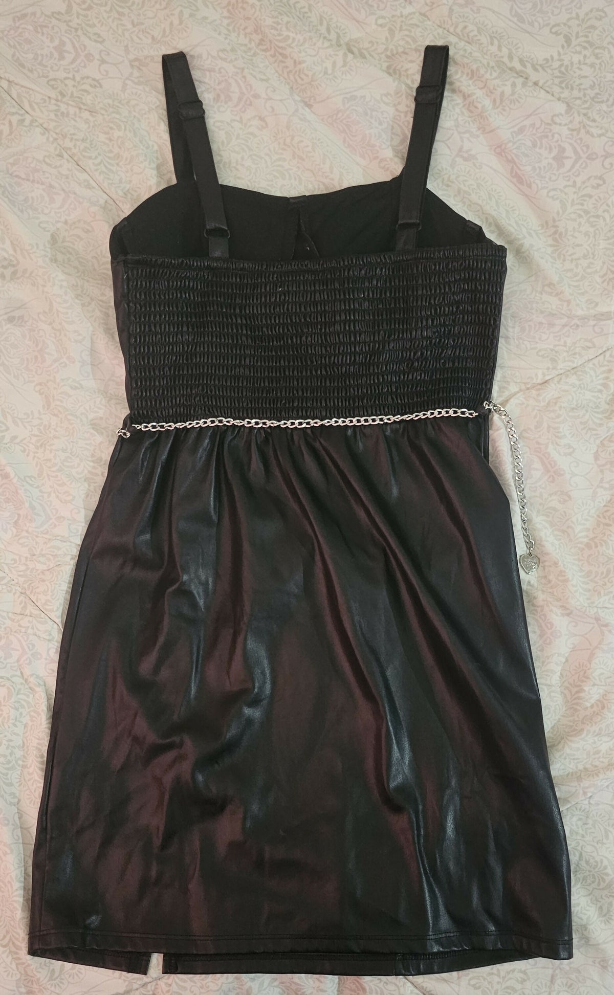 Madden NYC Leather Black Mini Dress